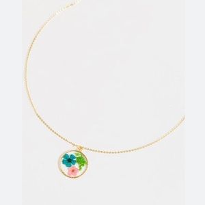 Francesca's Pressed Flower Pendant Necklace